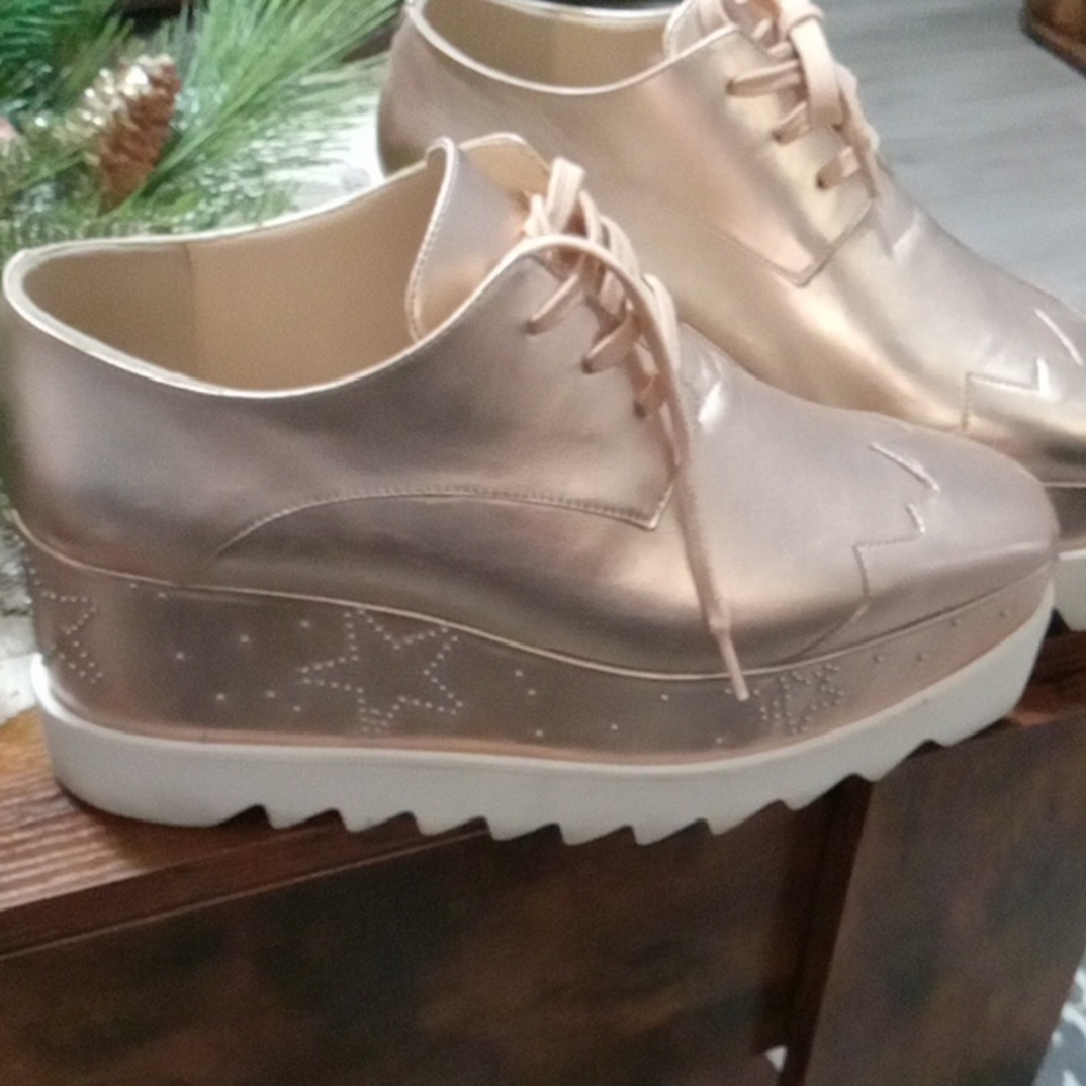 Adidas by Stella McCartney Silver White Platform Oxfords